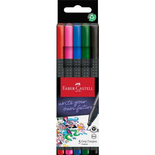 FABER-CASTELL Grip Fineliner, 0.4, 5er-Sets