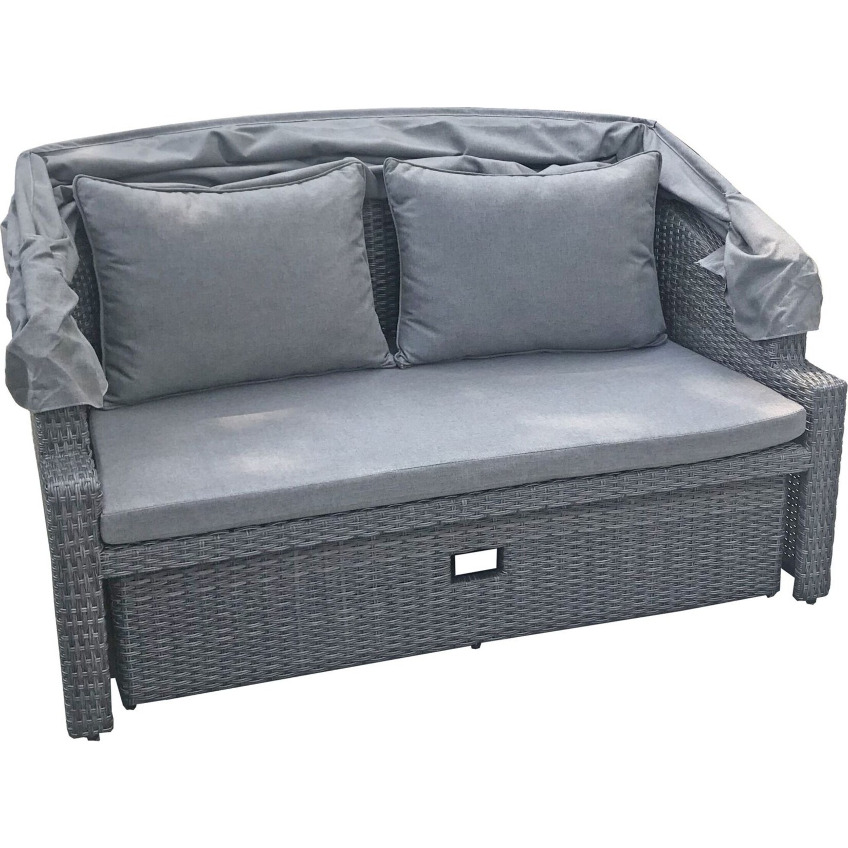 Garten Lounge Sonneninsel Sofa Funktion Sitzgruppe Sitzecke Polyrattan grau