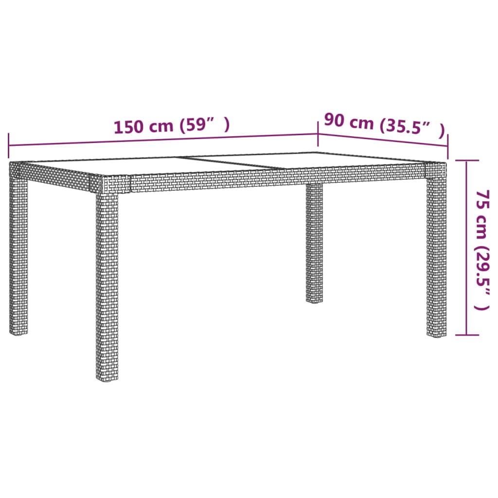 Ensemble table et chaise mobilier à dîner de jardin 5 pièces coussins résine tressée beige
