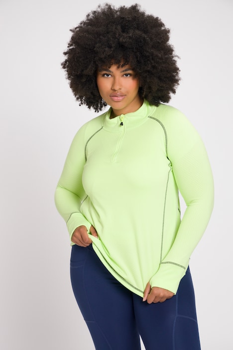 Sweatshirt, Stehkragen, Zipper, Langarm, Daumenloch
