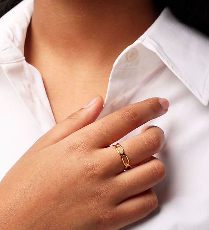 Design Letters Ring - Quadratischer Link - Gold
