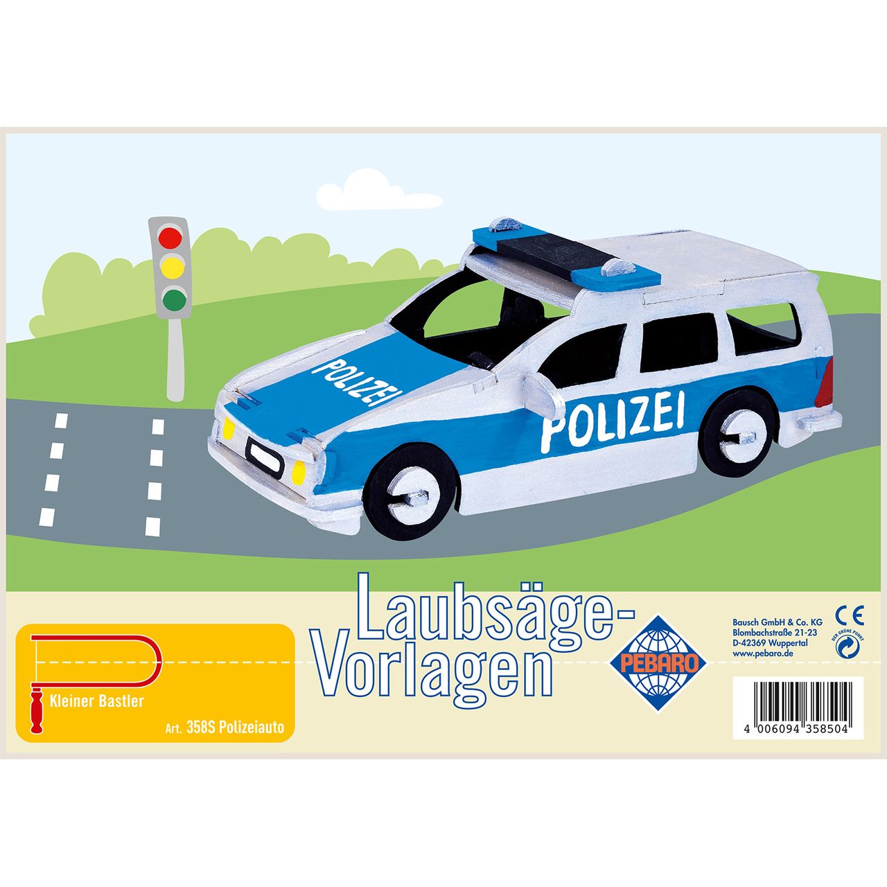 PEBARO Laubsägevorlage Polizeiauto, 3D Figur