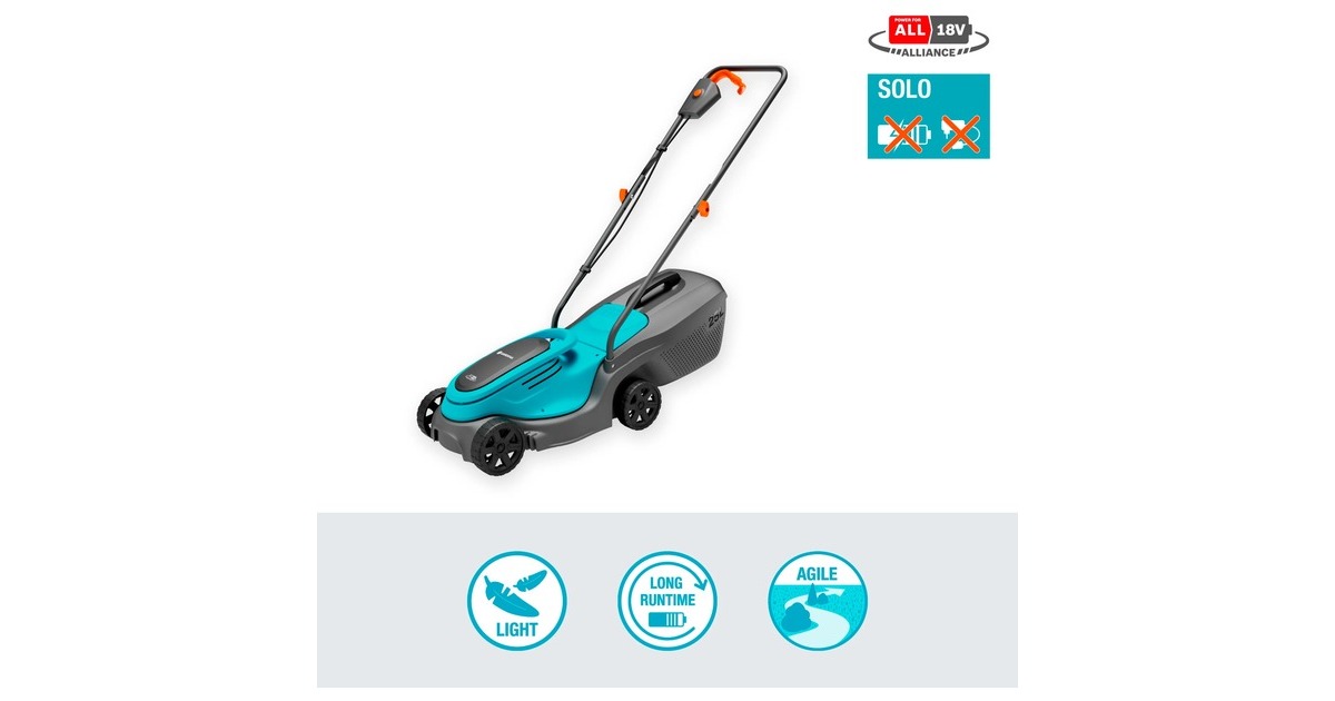 GARDENAAccugrasmaaier PowerMax 30/18V P4A solo  (Zwart/turquoise, Accu en oplader niet inbegrepen, POWER FOR ALL ALLIANCE)