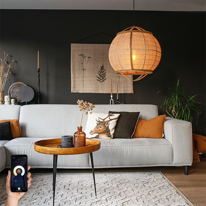 Smart hanglamp bruin 58 cm incl. Wifi G95 - Pascal