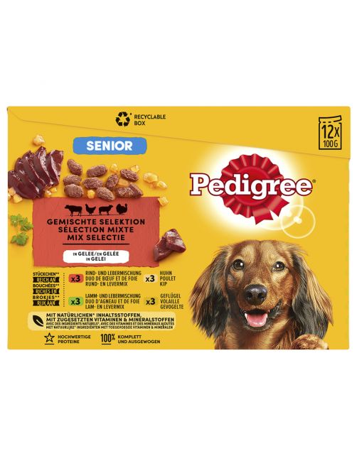 Pedigree Maaltijdzakjes Senior In Gelei Multipack - Hondenvoer - 12x100 g
