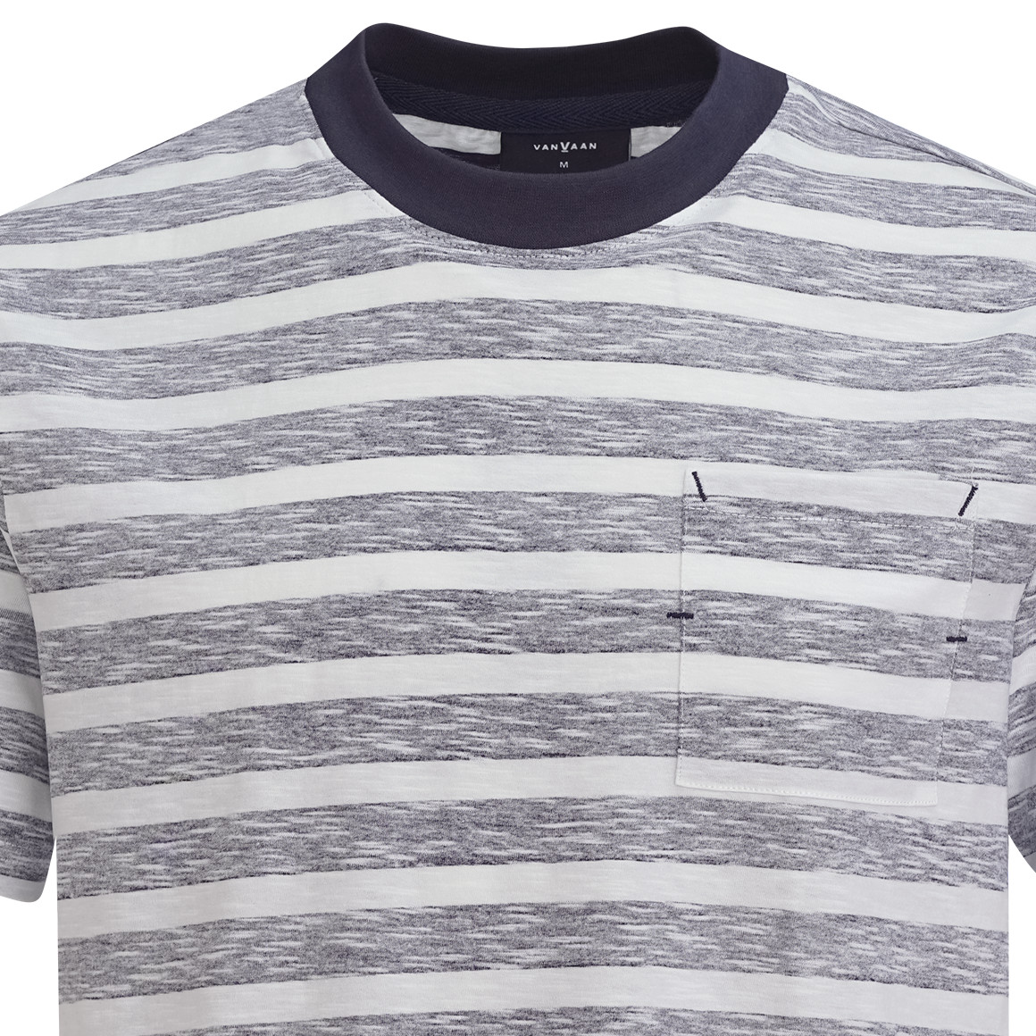 VanVaan Denim Herren T-Shirt mit Streifen dunkelblau / weiss