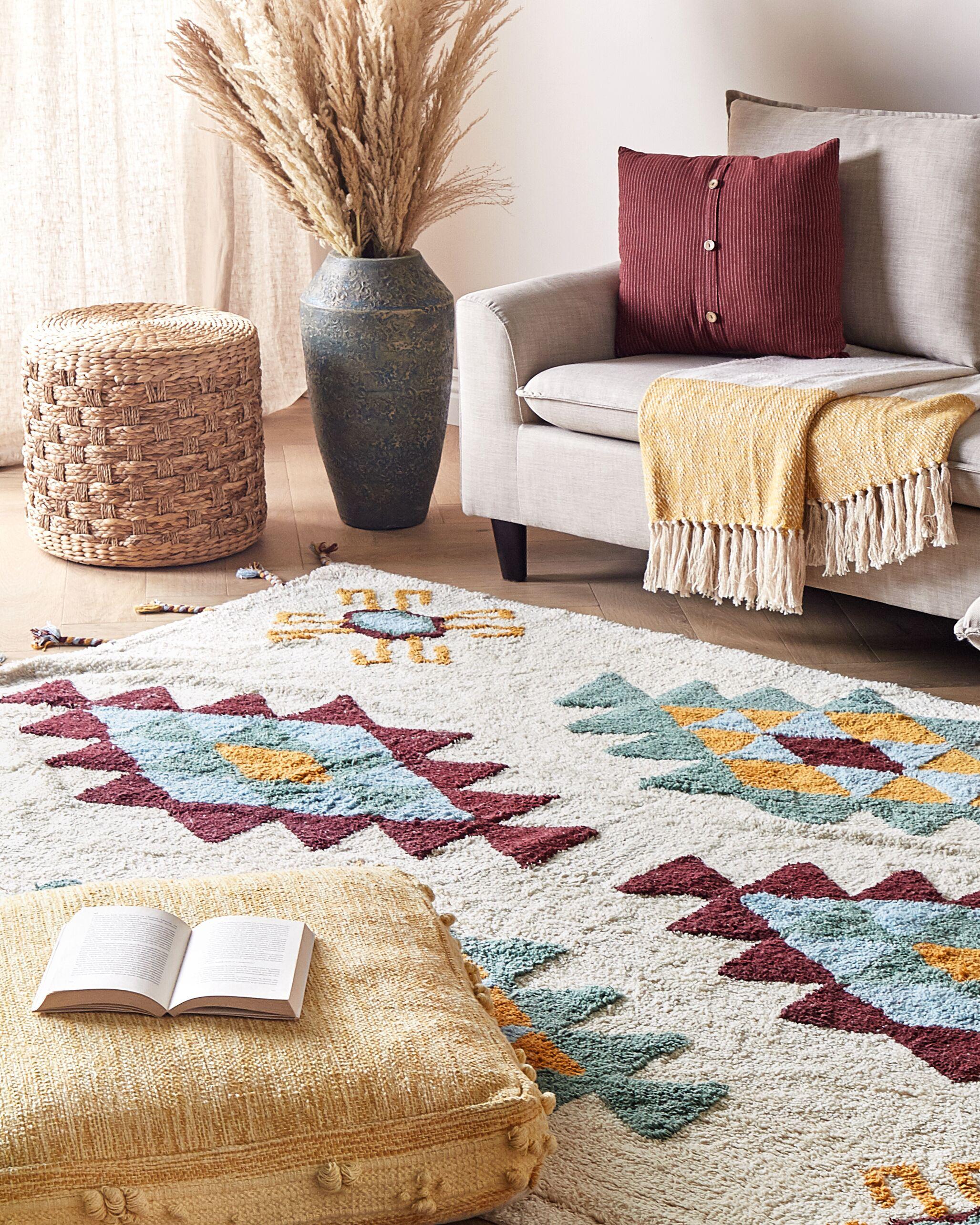 Vloerkleed DUZCE Beige 160 x 230 cm Katoen