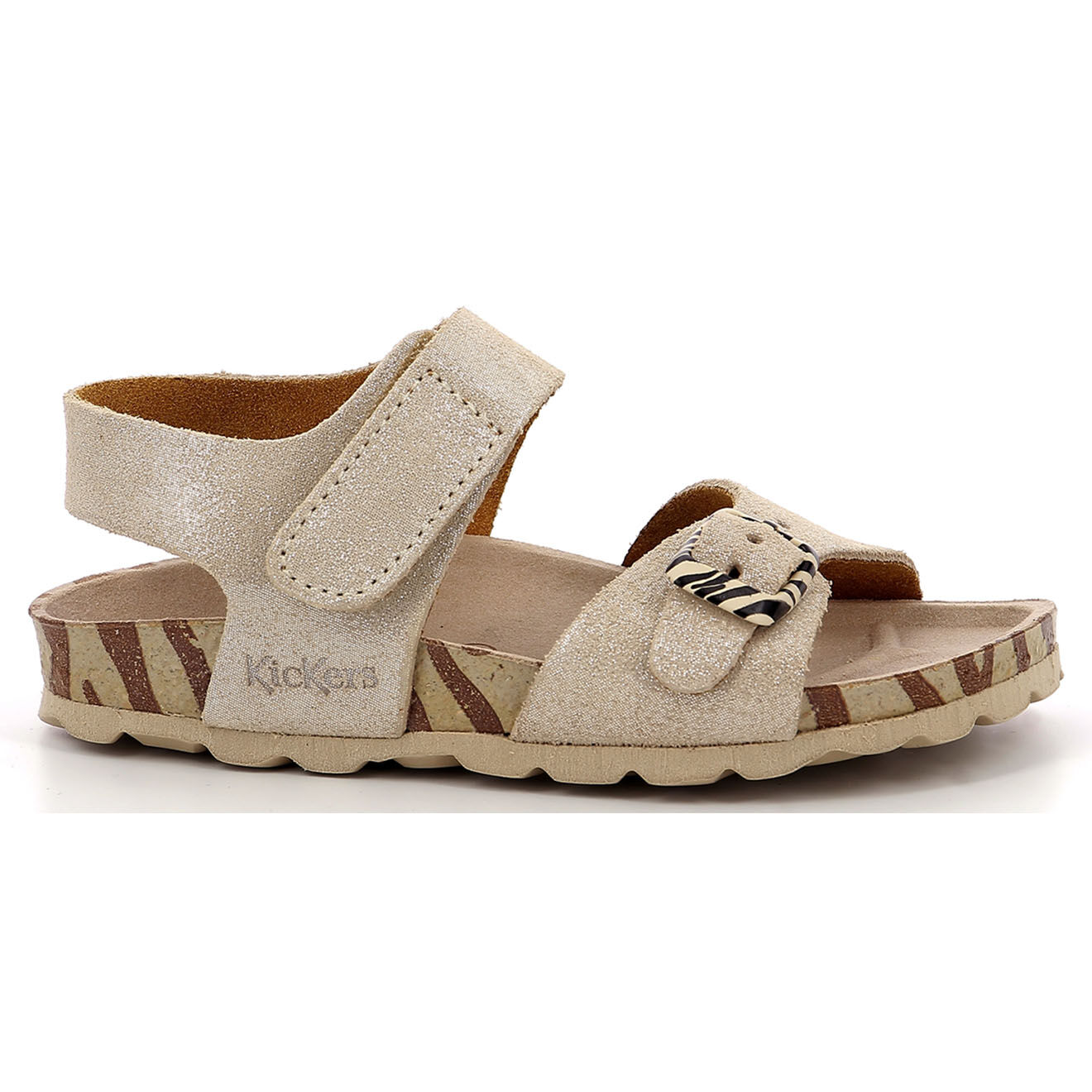 Kickers Sandales en Cuir Sunkro argenté/zèbre