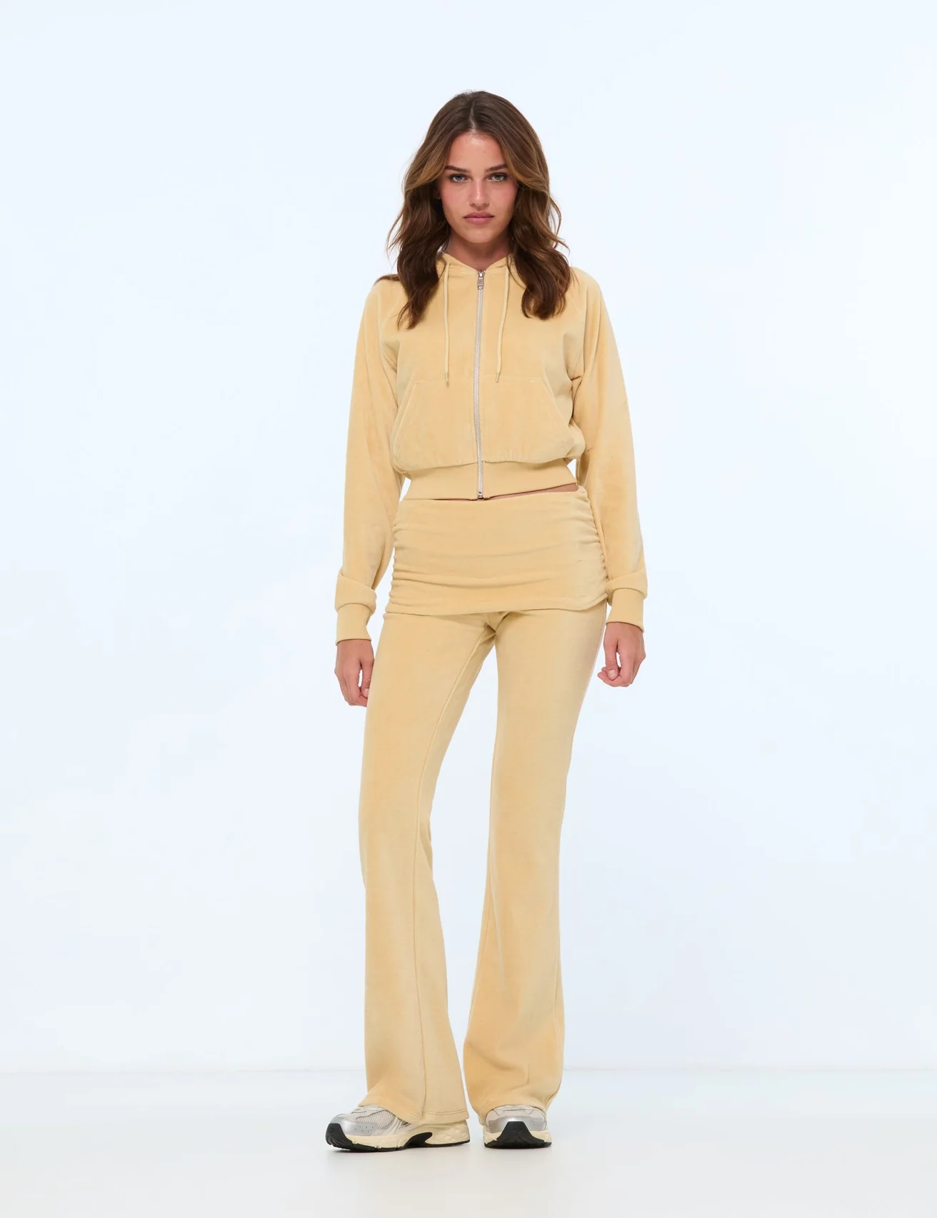 Jogging flare à revers beige moyen