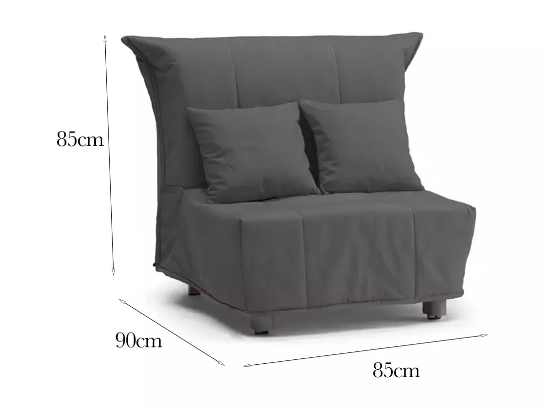 Canapé-lit Dabargi, Canapé simple, 100% Made in Italy, Fauteuil de salon avec ouverture trolley, en tissu rembourré, avec coussins inclus, 85x90h85 cm, Couleur gris