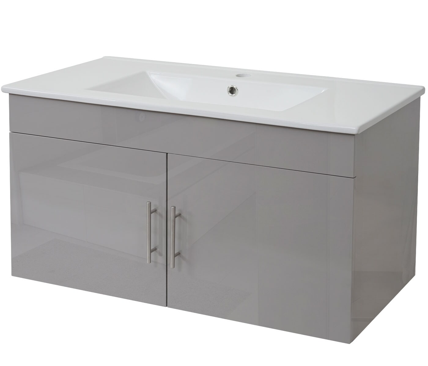 Waschbecken + Unterschrank MCW-D16, Waschbecken Waschtisch, hochglanz 90cm ~ grau