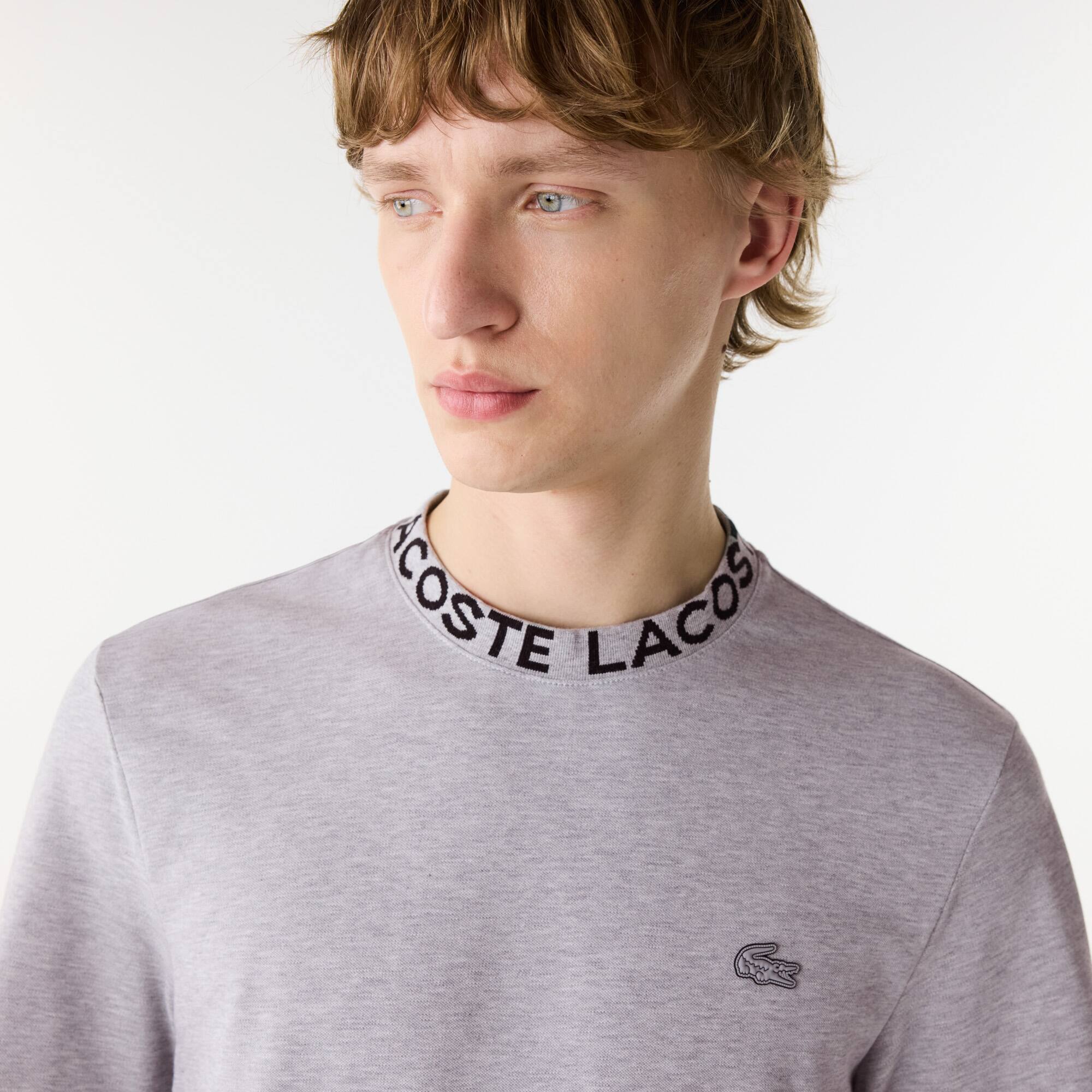 T-Shirt aus ultraleichtem Piqué mit Jacquard-Kragen T-Shirts - Grau - Lacoste - Herren