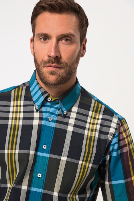 JP 1880 Karohemd, Halbarm, Buttondown-Kragen, Modern Fit, bis 8 XL