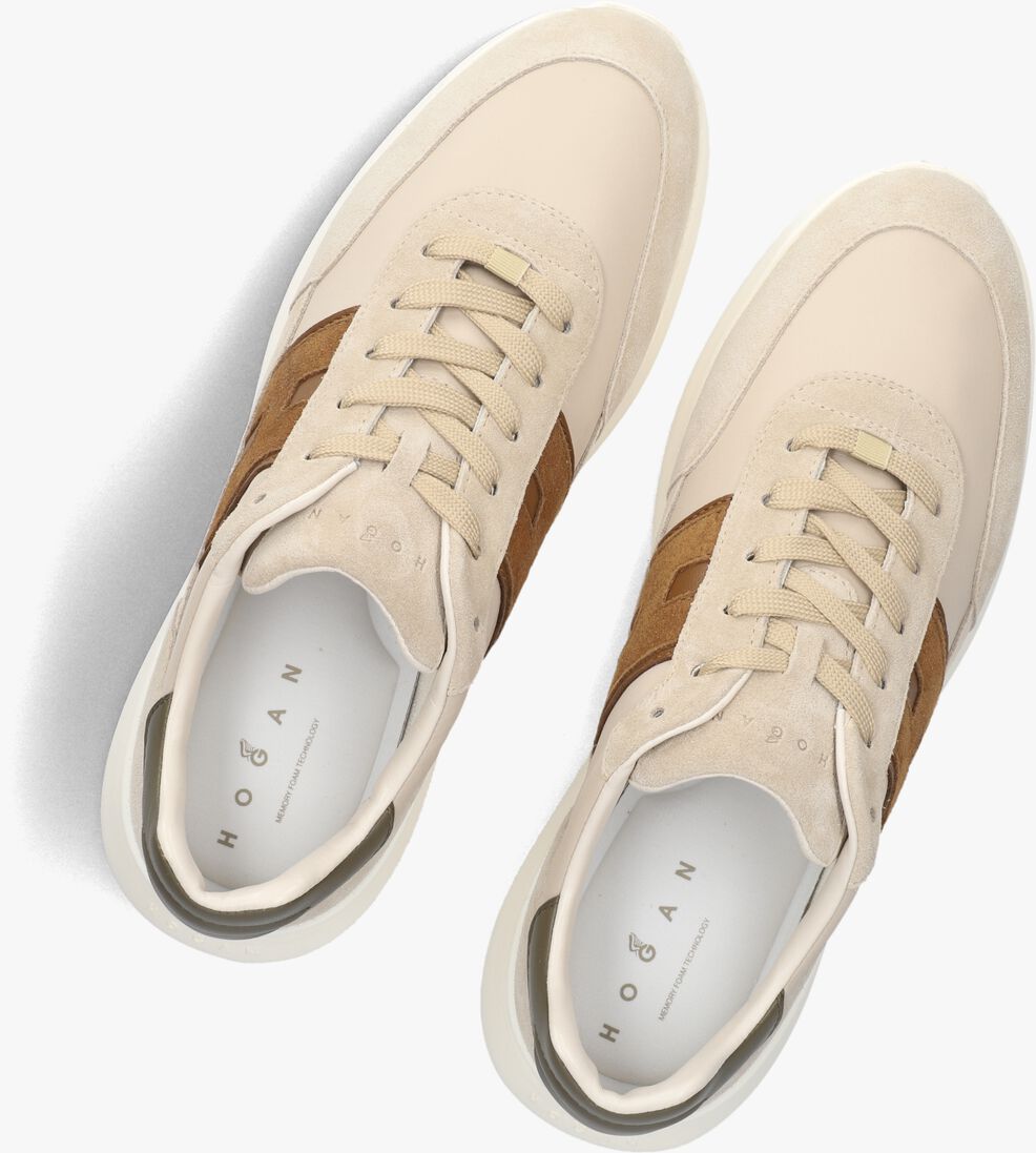 beige hogan lage sneakers h709 allacciato h bando