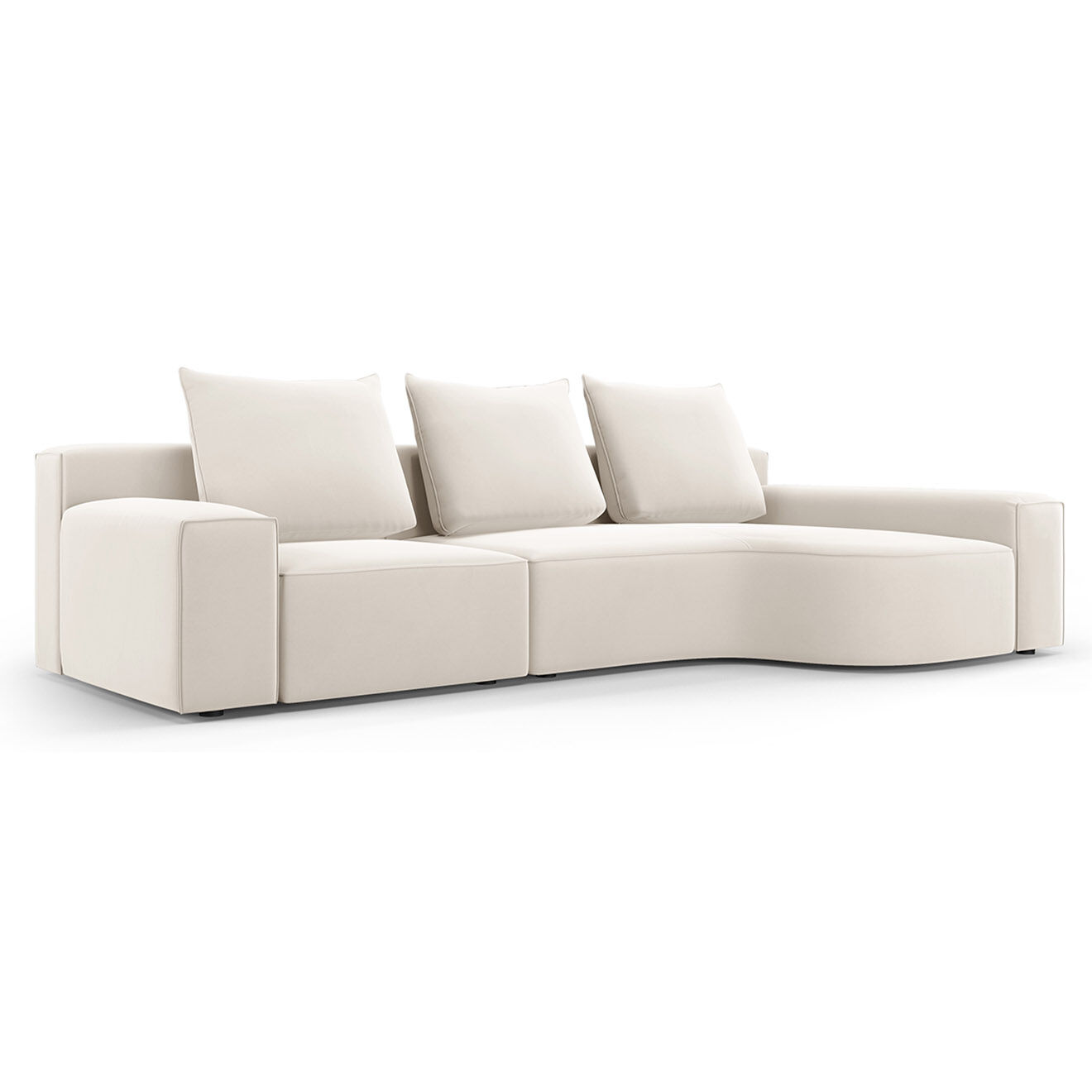 Mazzini Sofas Canapé d'angle Droit Velours Ivy 4 Places beige - 280x137x89 cm