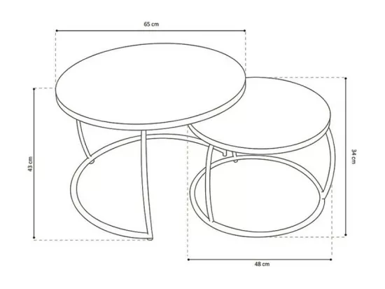 Table basse gigogne ronde en bois massif exotique. Finition noir. Collection LARSON.