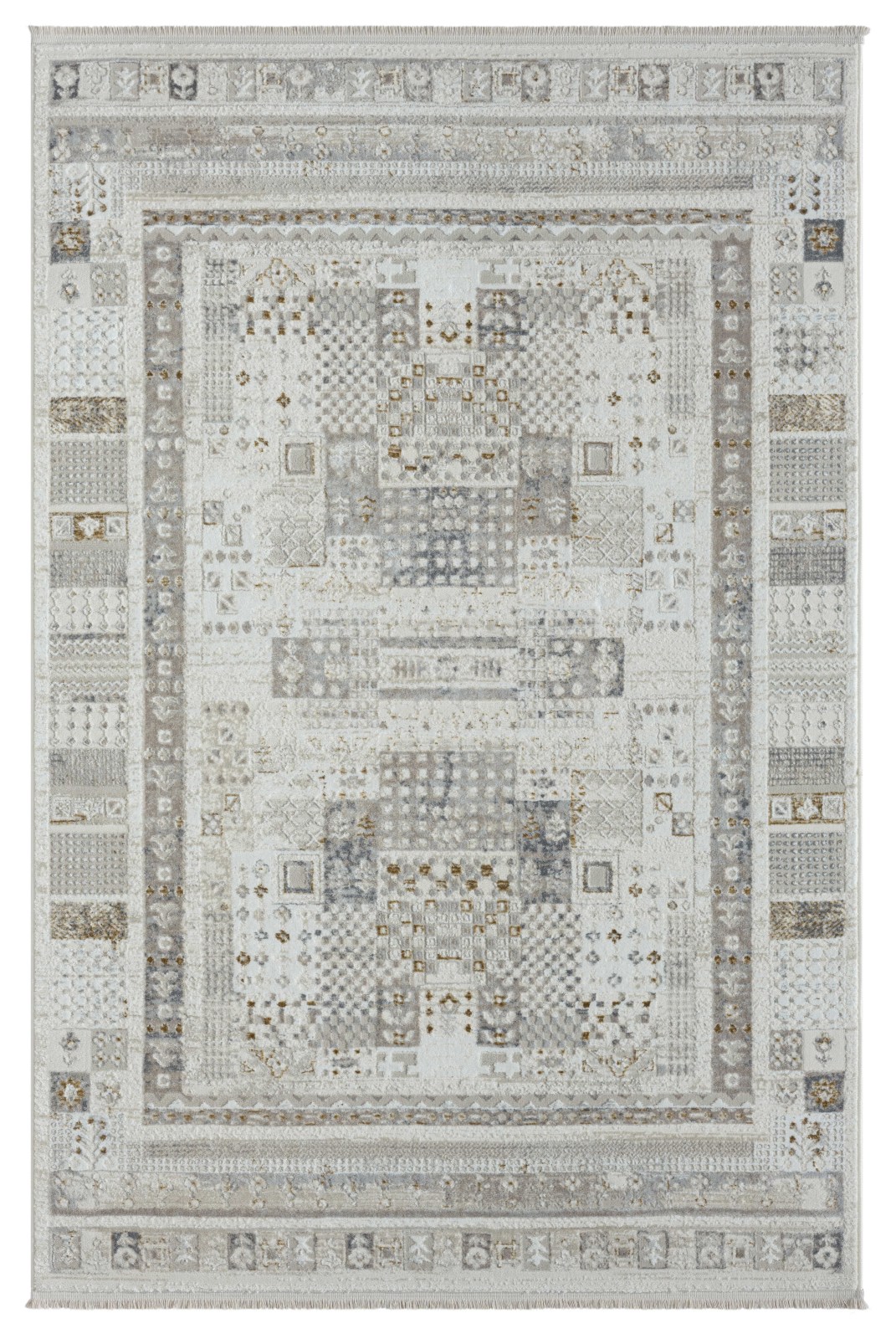 Teppich MY KASHKULY - creme-hellgrau-altgoldfarben - 160x230 cm