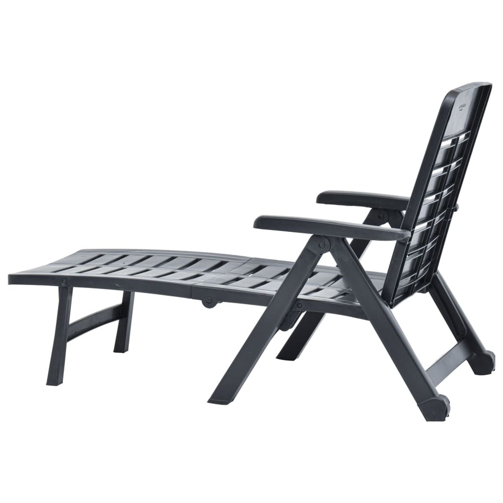 Transat chaise longue bain de soleil lit de jardin terrasse meuble d'extérieur pliable plastique anthracite