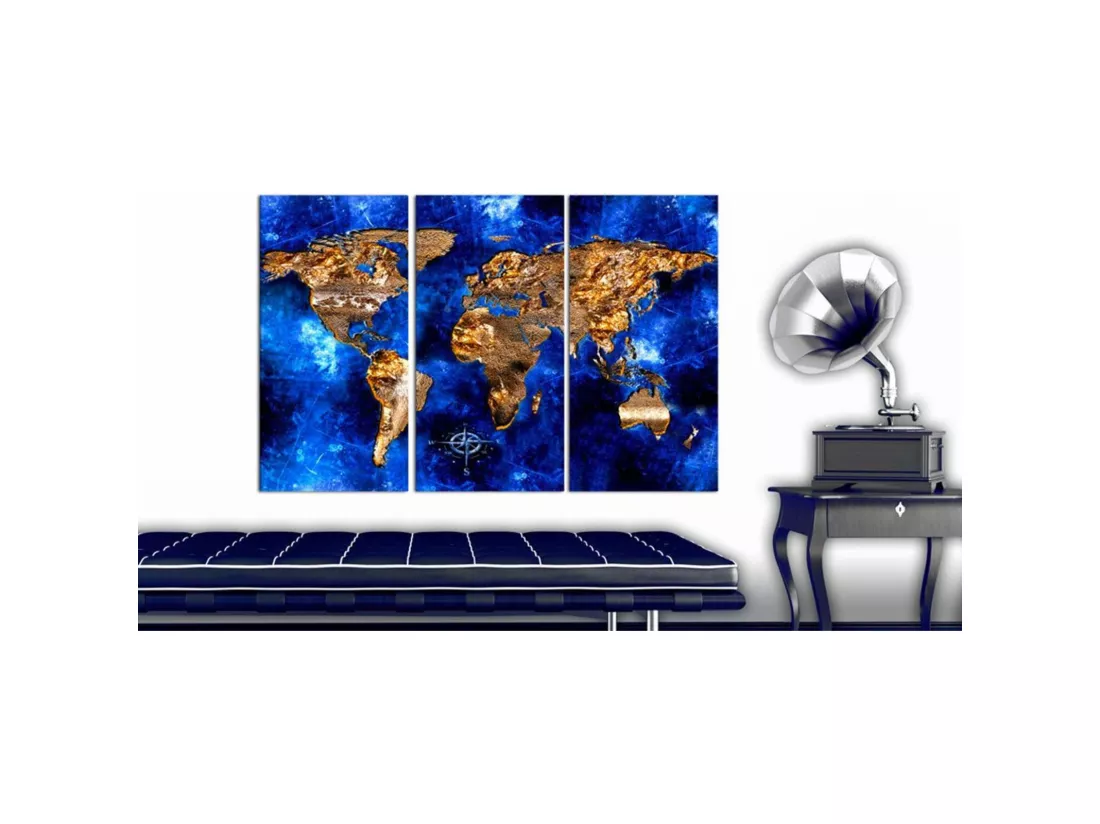 Tableau en liège continents d'or - 120 x 80 cm