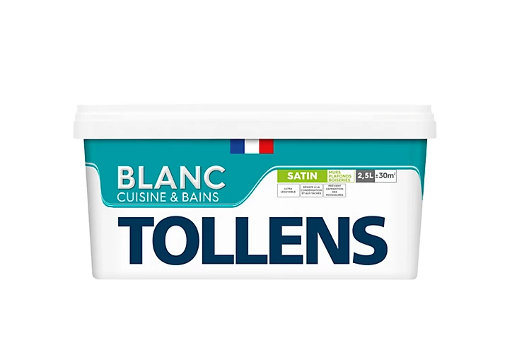 Peinture Tollens cuisine et salle de bains blanc satin 2,5L
