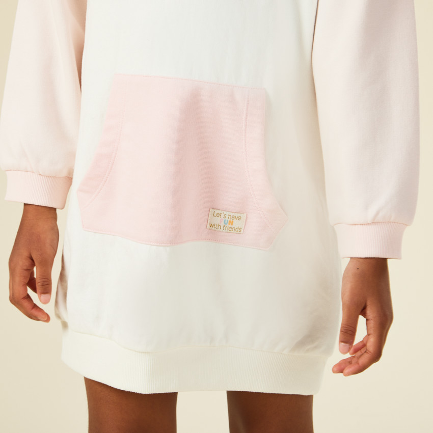 Robe sweat manches longues en molleton effet color block pour fille