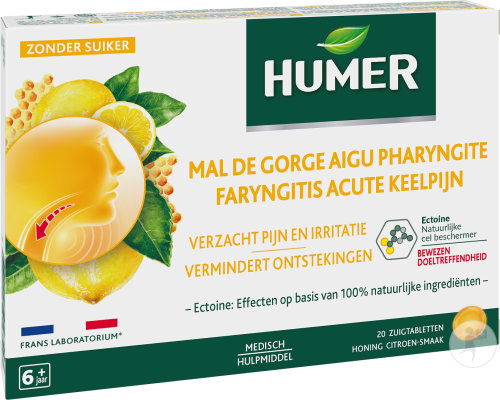 Humer Mal De Gorge Aigü Pharyngite Pastilles Arôme Citron Miel Dès 6 Ans 20 Pièces