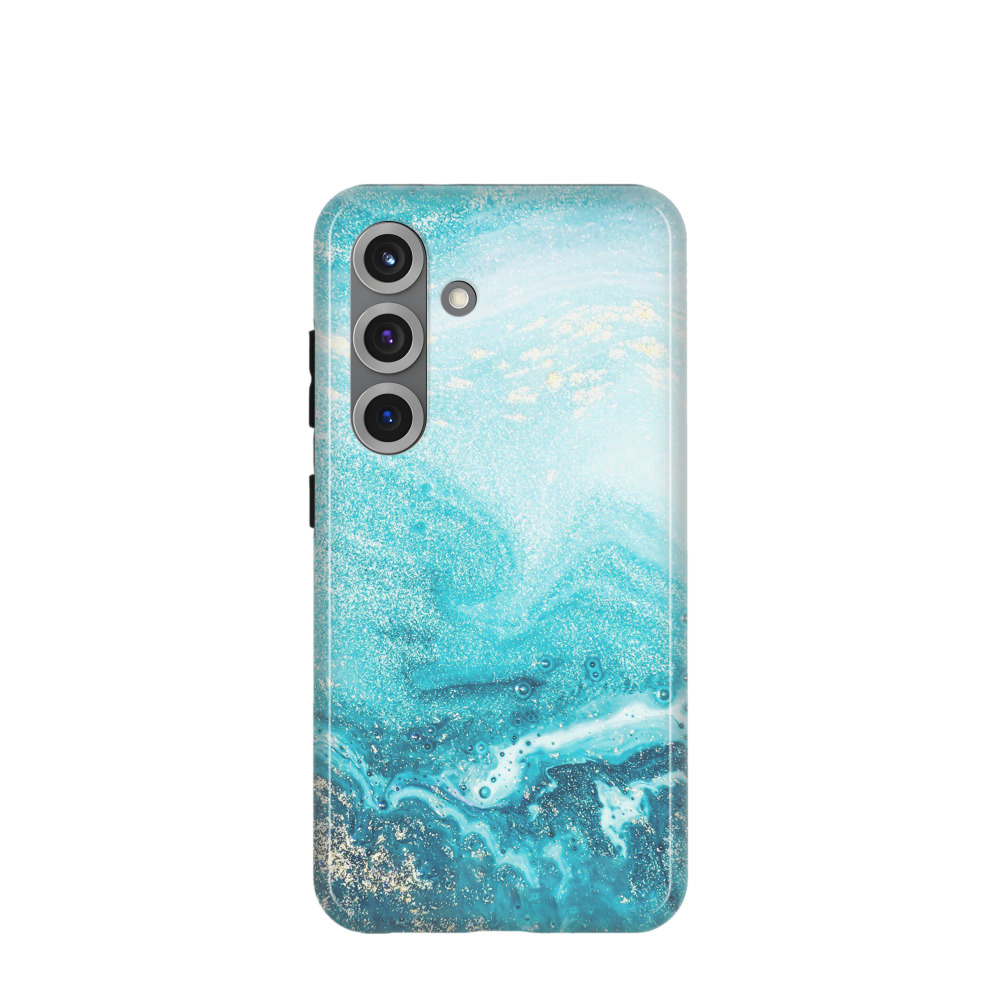 Samsung Galaxy S25 Hybrid (Kunststoff / Gummi) Hülle Marmor Marble - Türkis
