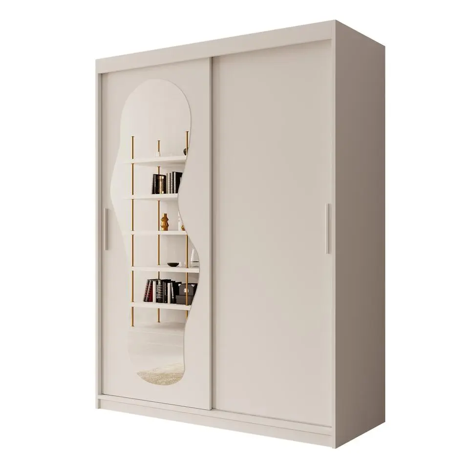 Meubella - Kledingkast Ulysses - Wit - 150 cm - Met spiegel
