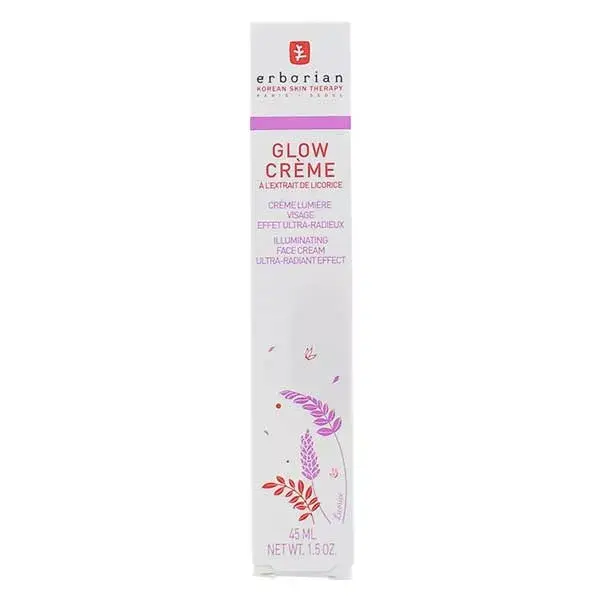 Creme facial iluminador Erborian Glow com extrato de alcaçuz 45ml