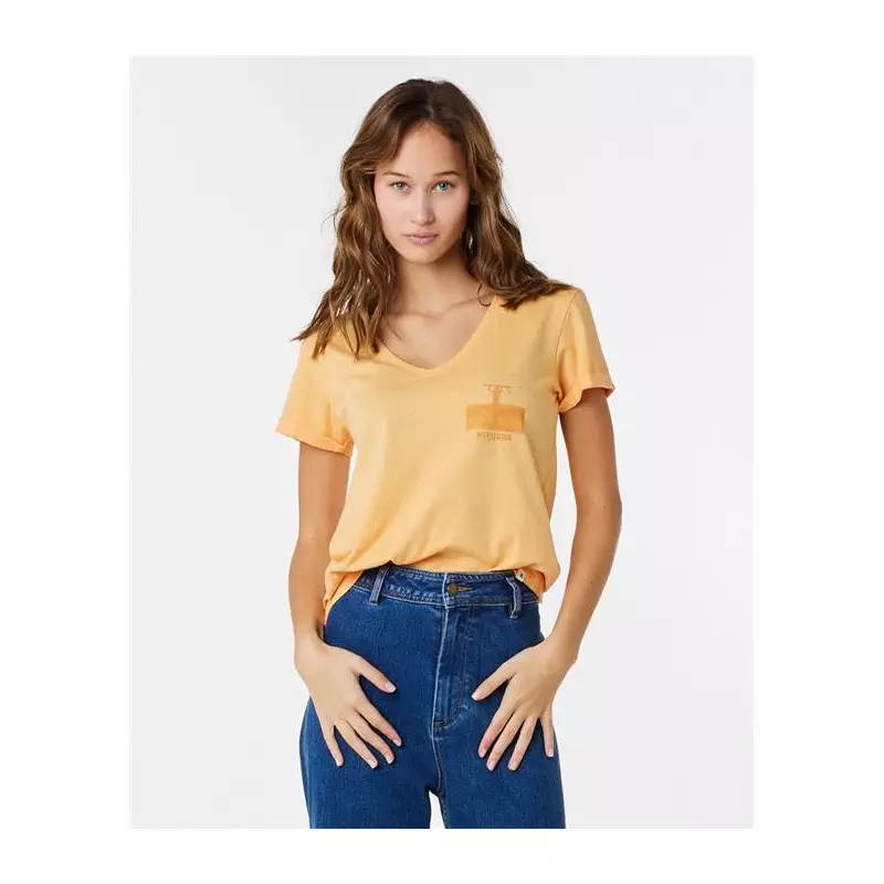 Teeshirt femme RIPCURL Re-Entry V Neck Tee Pastel Orange