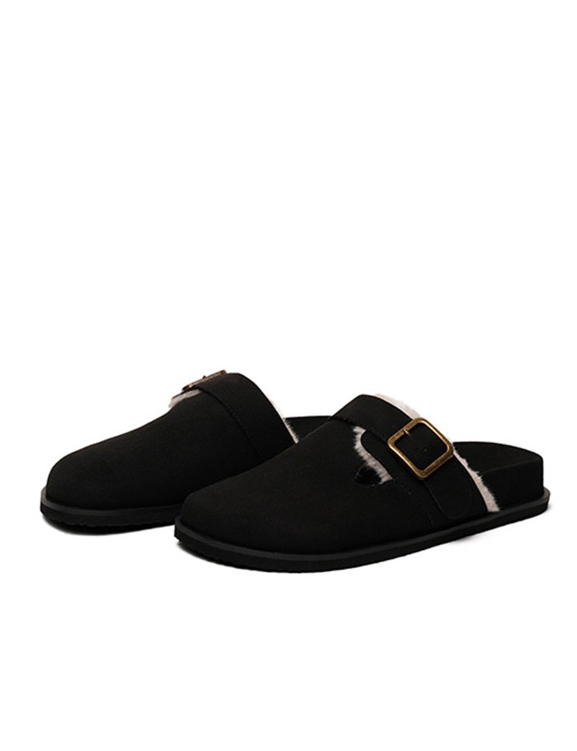 Vegan Clog Lady Suede Truffled Black