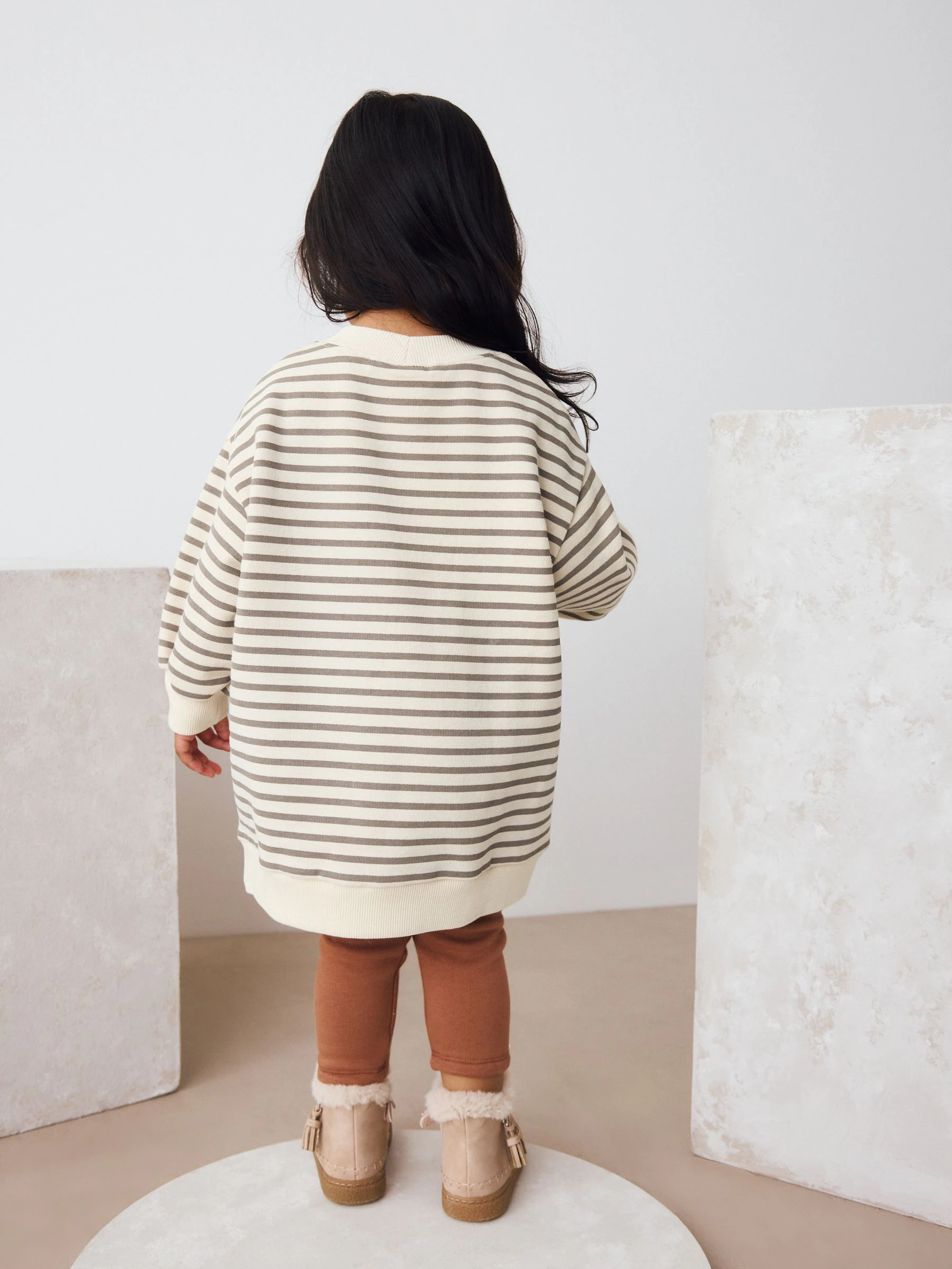Gestreepte Teddybeer - Relaxte sweaterjurk (3mnd-7jr)