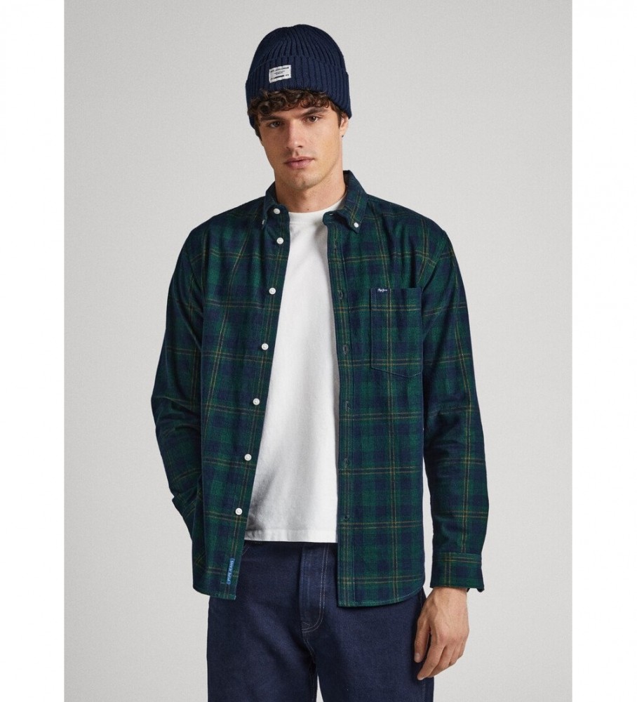 Camisa de algodão verde Pepe Jeans Cale