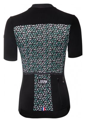Maillot Manches Courtes Femme LeBram Croix de Fer Noir Celeste Coupe Ajustée