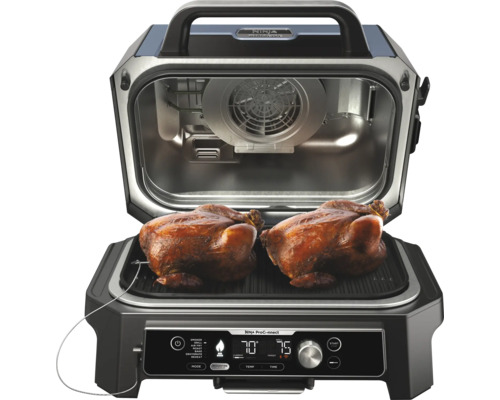 Ninja Woodfire Pro Connect XL 7-in-1 elektrische BBQ-rookoven voor buiten, app-bediening, airfryer met houtpellets, 1,7 kW