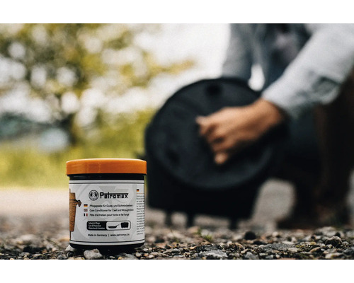 Petromax gietijzeren braadpanset, Ø 33,6 cm, zwart, inclusief stapelrek en verzorgingspasta