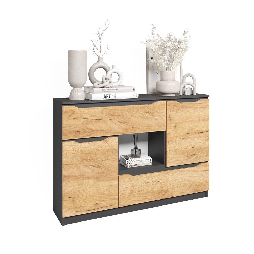Vicco Sideboard Ruben 120 x 84 cm Anthrazit Eiche Kommode