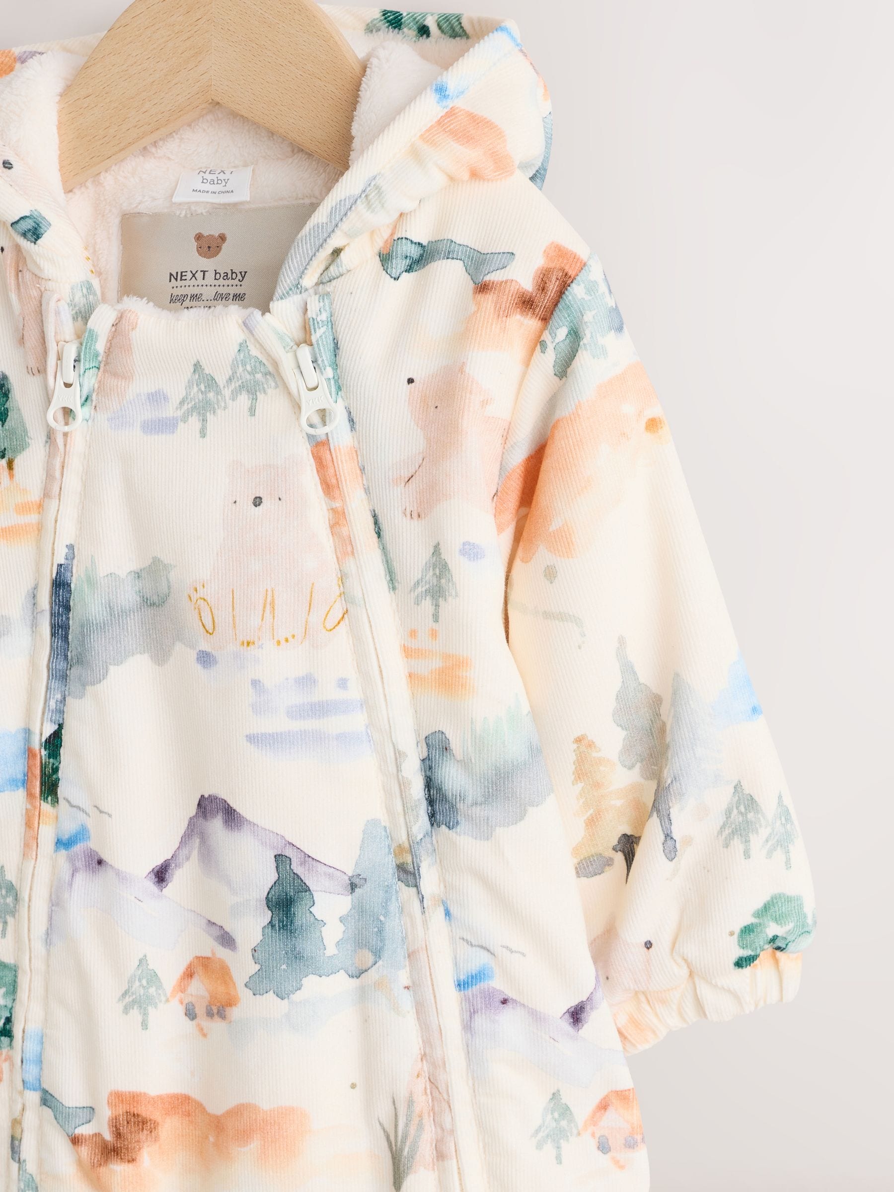 Blue Woodland corduroy met dierenprint - Baby kinderwagenpak (0 mnd - 2 jr)