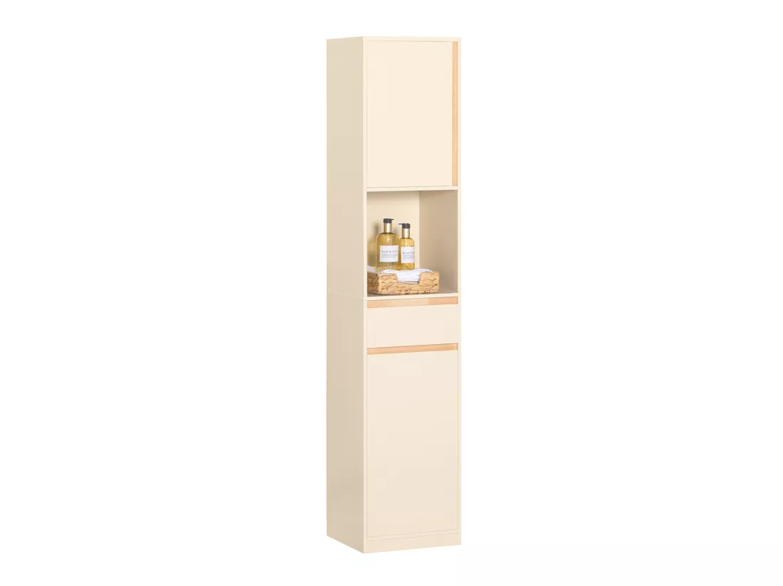 Meuble Colonne De Salle De Bain Avec 1 Compartiment Ouvert, 1 Tiroir Et 2 Portes, BZr80-mi