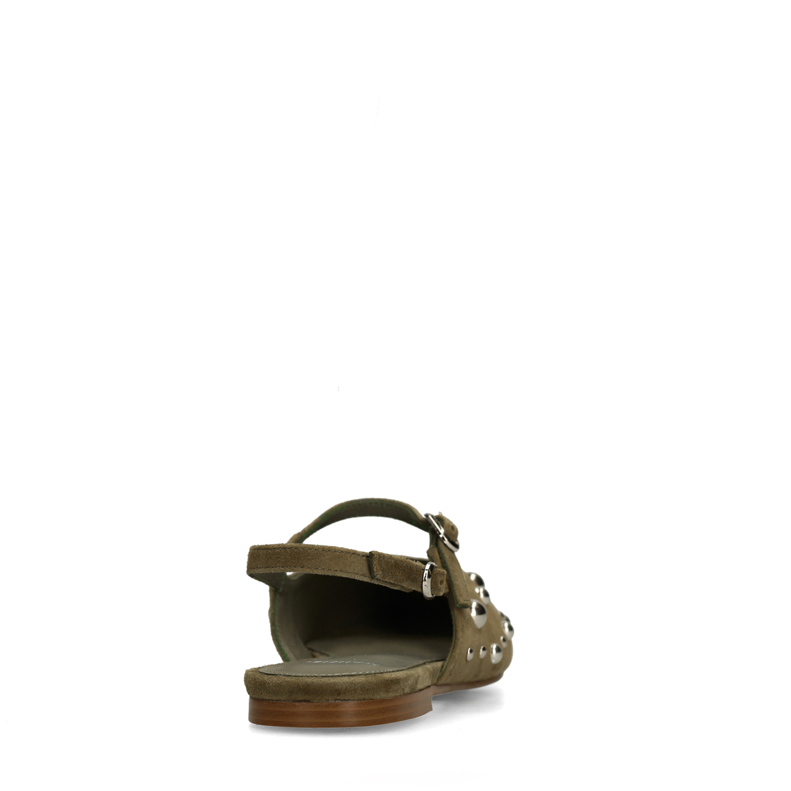 Groene suède slingbacks met zilveren studs