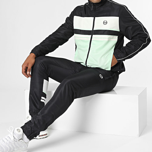 Ensemble De Survetement A Bandes Ryo 40388 Noir Vert Clair