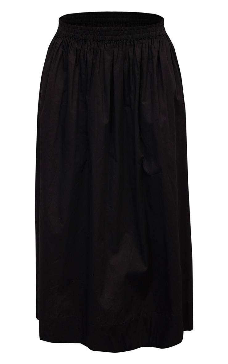 Noir Jupe Mi-longue En Coton Avec Détail Poches