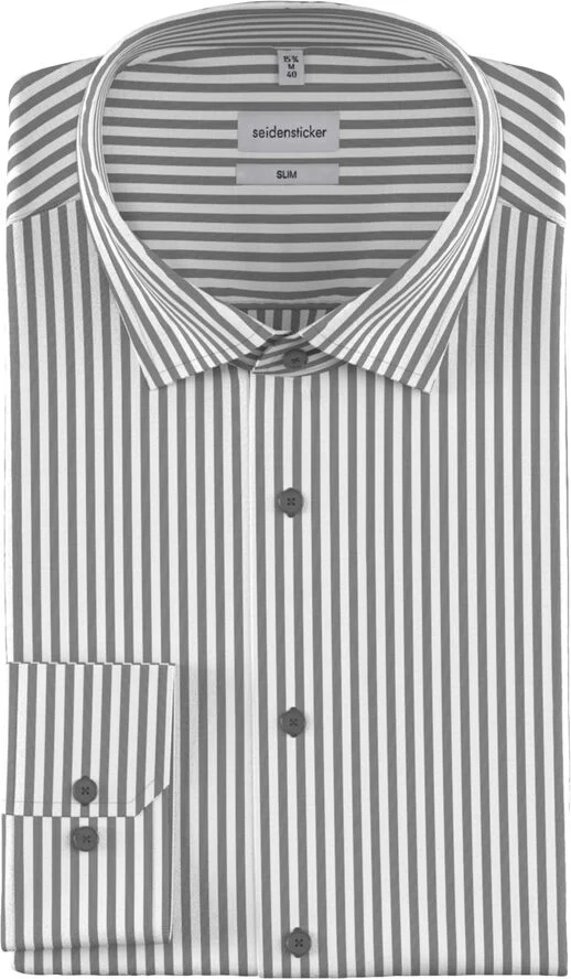 Seidensticker Business Shirt Slim Long sleeve Kent-Collar Stripes Grey