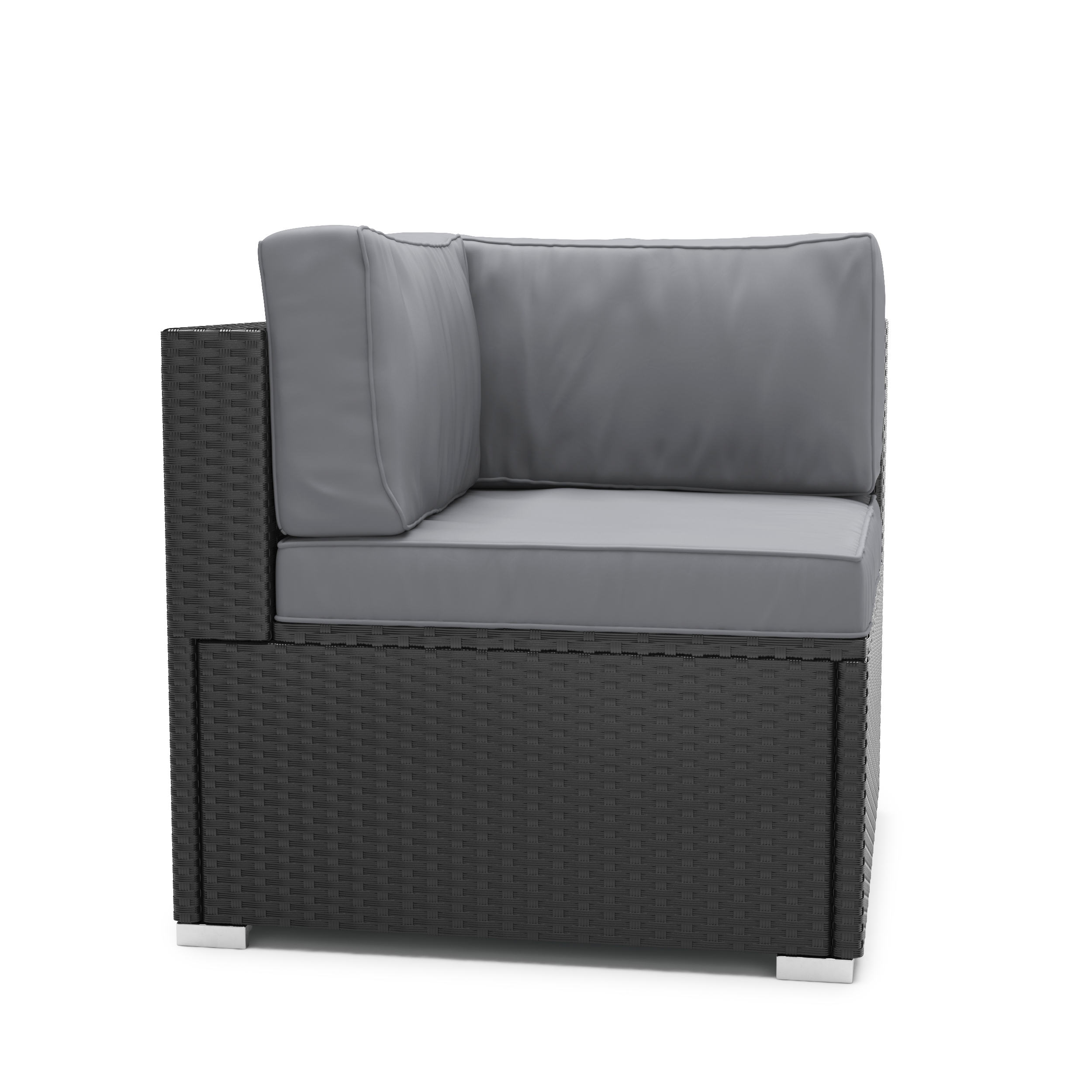 Eckteil Rattanlounge KRETA schwarz/anthrazit