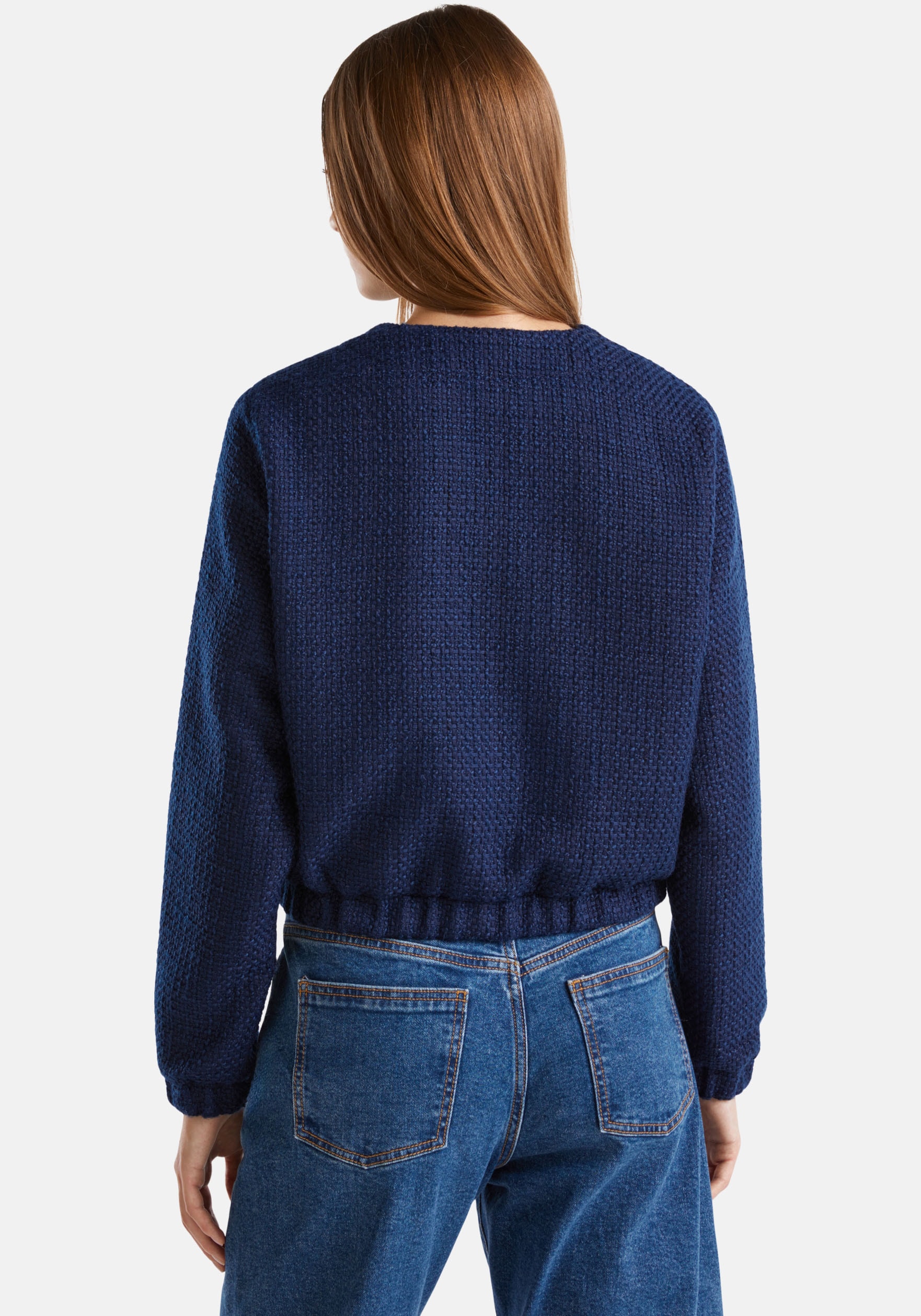 United Colors of Benetton Bomberjacke mit Knopfleiste in Strickware