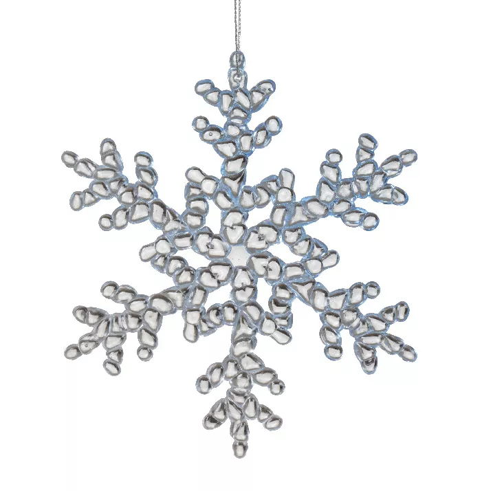 Flocon de Noël à suspendre (H15 cm) Givré Transparent argenté