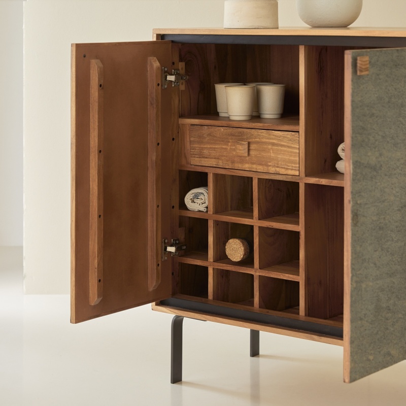 Bahut bar en acacia L 90 cm Temis