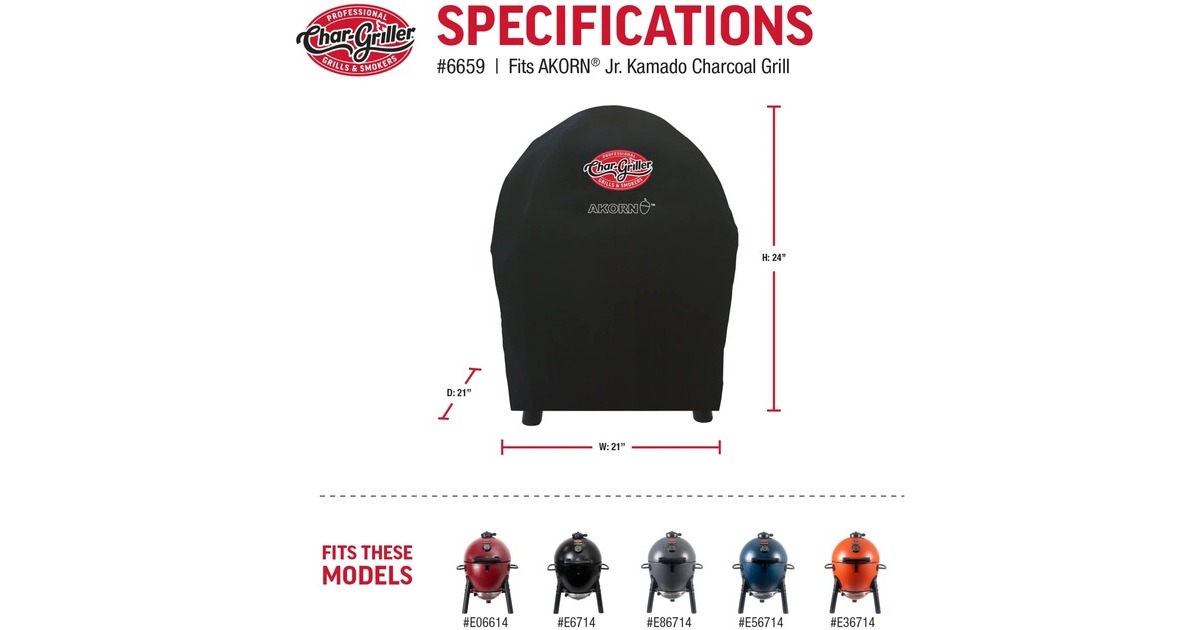 Char-GrillerAKORN Jr. Kamado Grill cover beschermkap  (Zwart)
