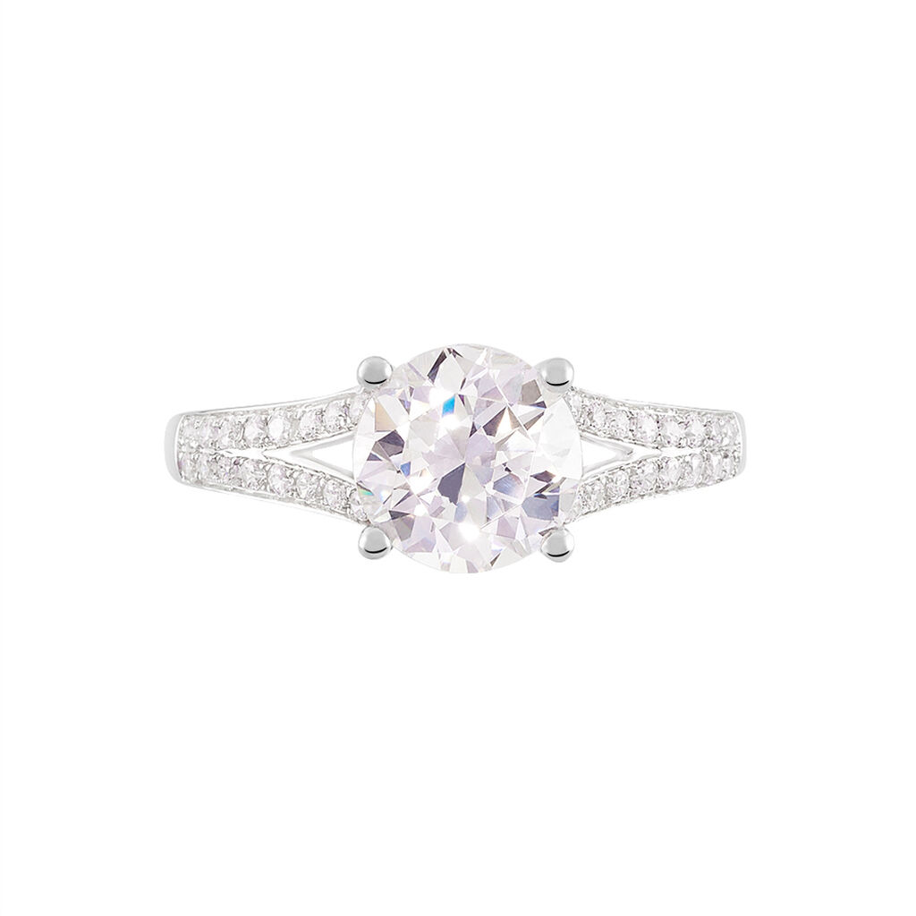 Bague Solitaire Carolina Or Blanc Oxyde De Zirconium