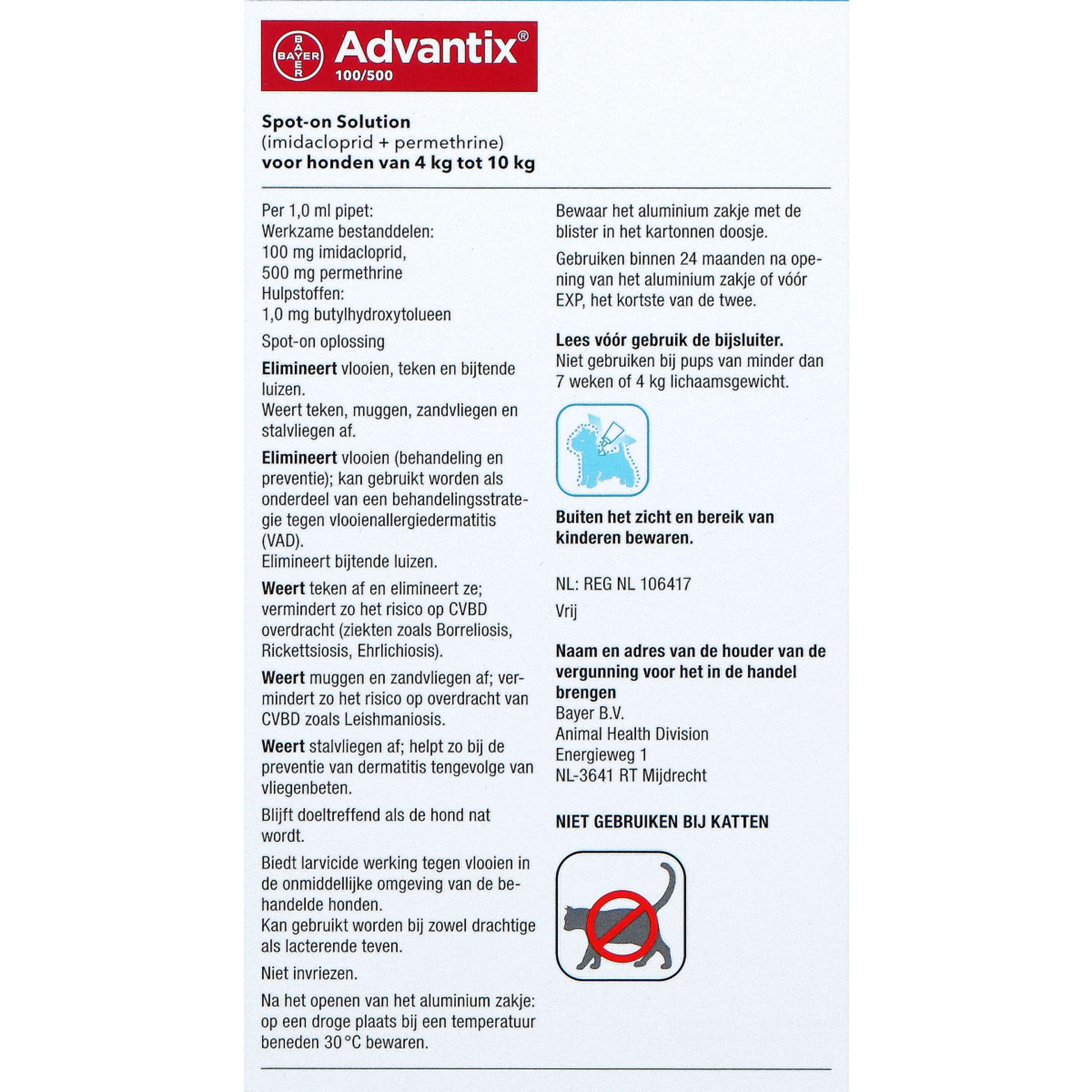 Advantix 100/500 Spot-On Hond 4-10kg